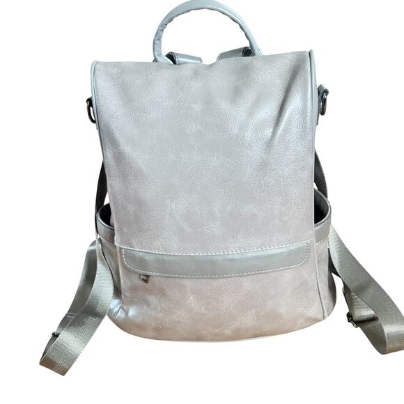 Cheruty Women Gray PU Leather Anti-Theft Backpack Purse Nylon Straps main image 9